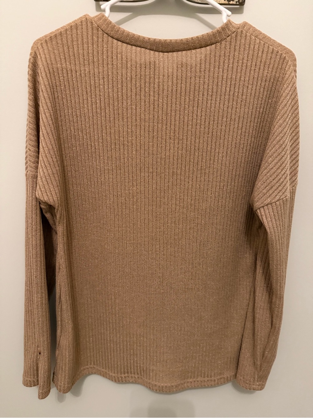 Amazon Ribbed Henley Top - Tan - Picture 5 of 5